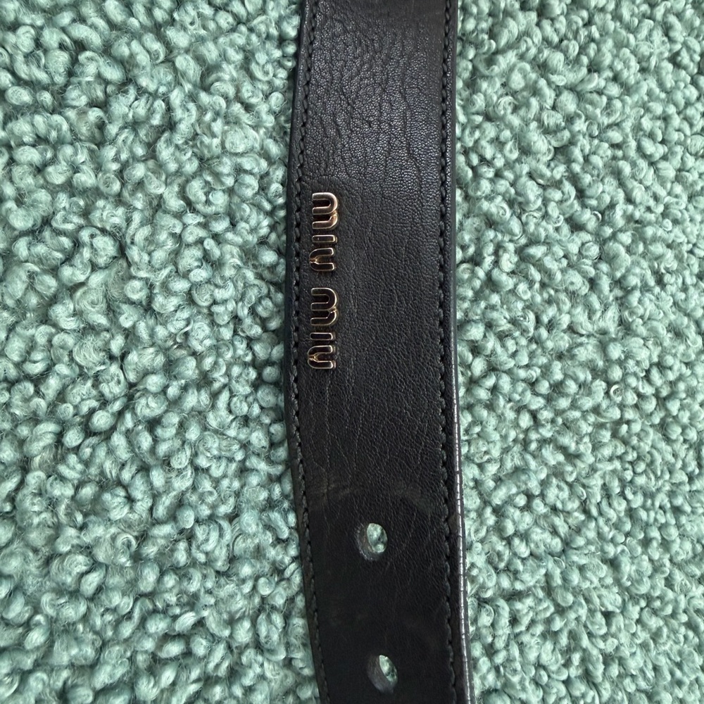 Miu Miu Black Leather Belt with Silver Buckle - Picture 7 of 13